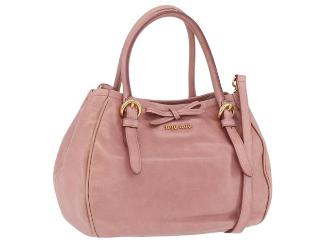 Bolsa de mão Miu Miu em couro 2way Rosa Ouro Auth yk20856V