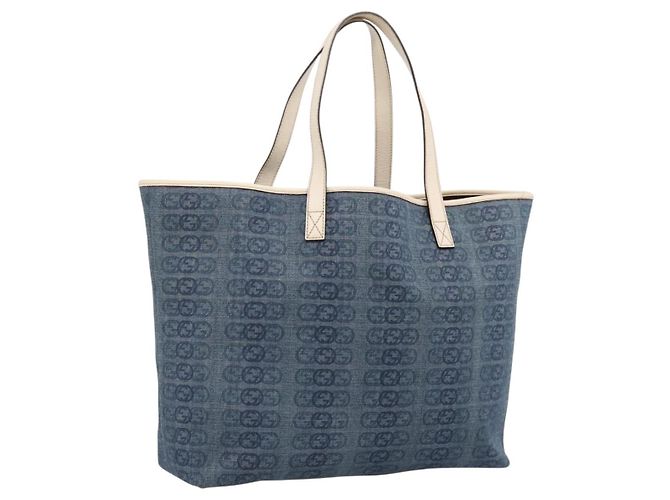 Borsa Tote GUCCI Denim Blue 257245 Auth 197817A