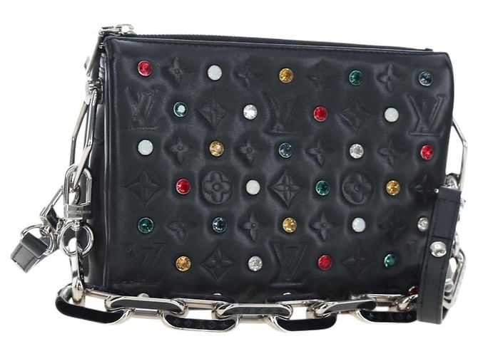 LOUIS VUITTON Borsa a spalla Monogram Emboss Kussan BB Nera M22429 Auth 196585V Nero