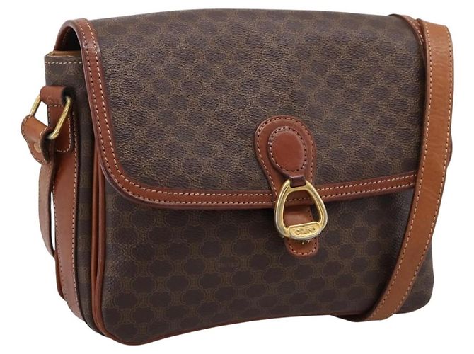 Céline Borsa a tracolla CELINE Macadam PVC Pelle Marrone Oro Auth 197775 D'oro