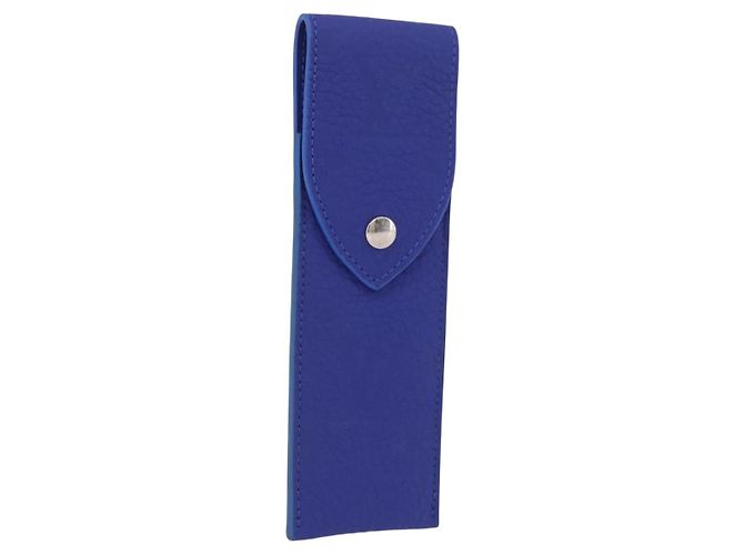 LOUIS VUITTON Astuccio per penne Monogram Emboss Blue GI1199 LV Auth 198556M