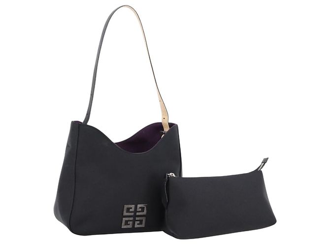 GIVENCHY Handtasche Nylon Schwarz Silber Auth 197834
