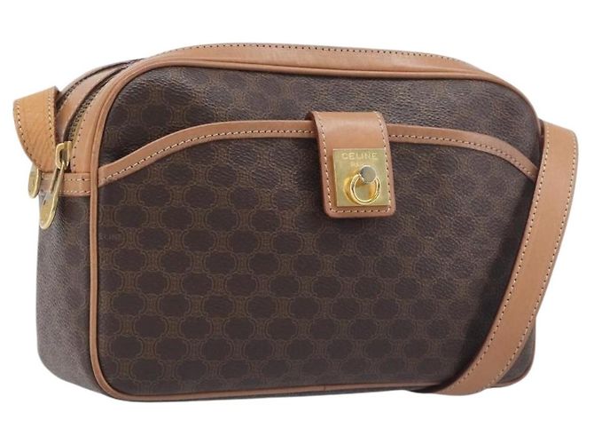 Céline Borsa a tracolla CELINE Macadam PVC Pelle Marrone Oro Auth 197617A D'oro
