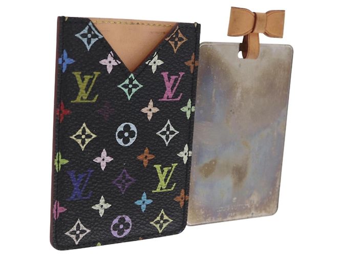 LOUIS VUITTON Monogram Multicolor Etui Miroir Mirror Black M92651 LV Auth 200179 Schwarz