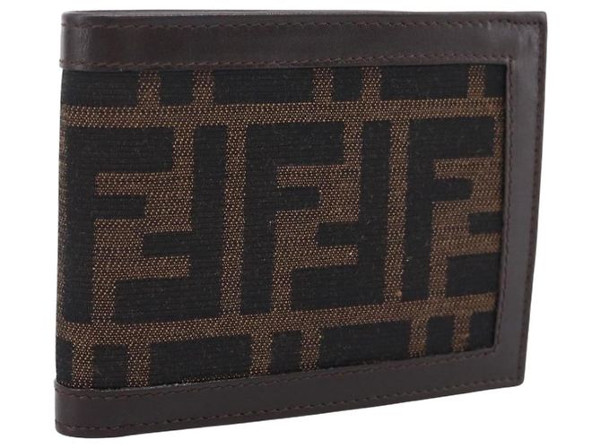Carteira Bifold FENDI Zucca Canvas Brown Auth am12503V Marrom