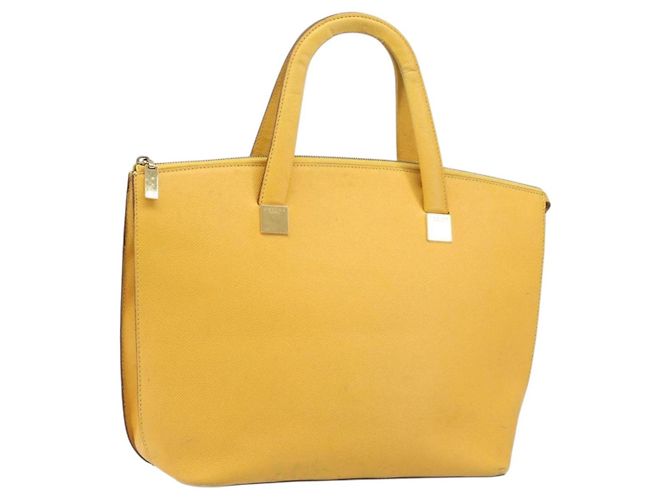 Céline Saco Tote CELINE em couro amarelo, tom dourado Auth ep15757