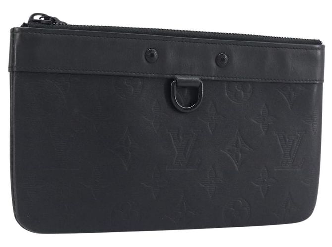 LOUIS VUITTON Monogram Shadow Pochette Discovery PM Black M44335 LV Auth 198551A Nero