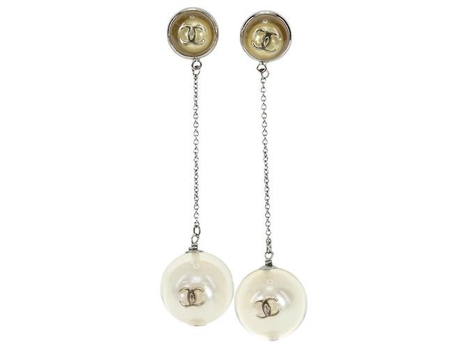 CHANEL Pierce Metal Silver Yellow CC Auth 192858V Argento Giallo