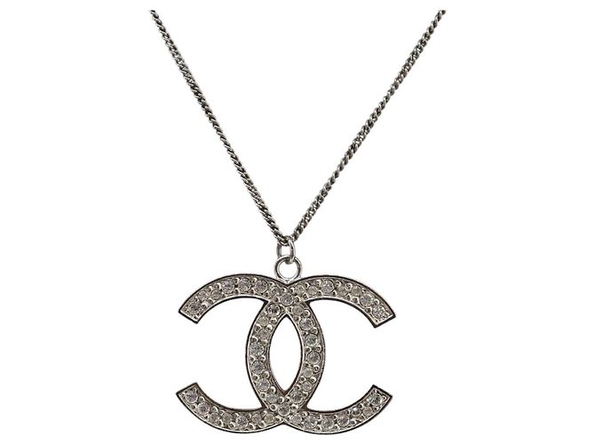 Collana CHANEL COCO Mark Stone metallo Silver CC Auth yk20721M Argento
