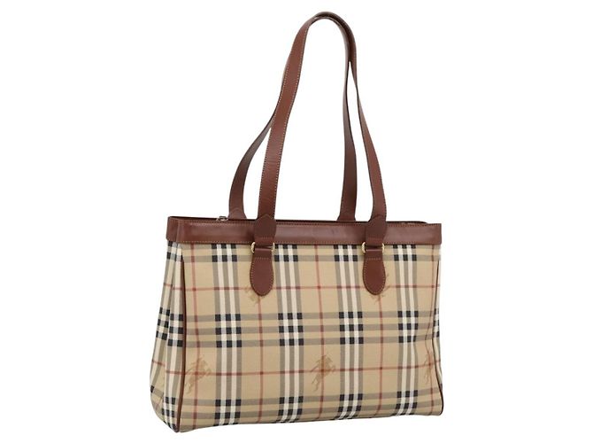 Borsa a tracolla BURBERRY Nova Check PVC Beige Gold Auth 197805A D'oro