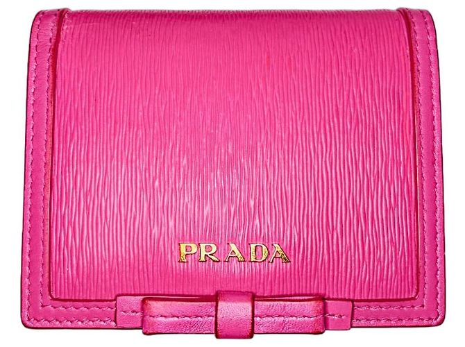 Prada Cartera Saffiano Bow Bi-fold - Magenta Rosa