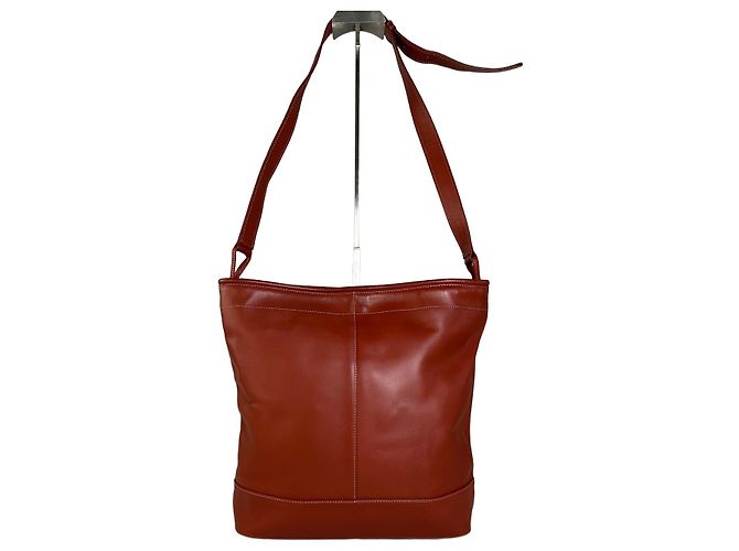 Sac cabas en cuir Vintage Issey Miyake Rust Rouge