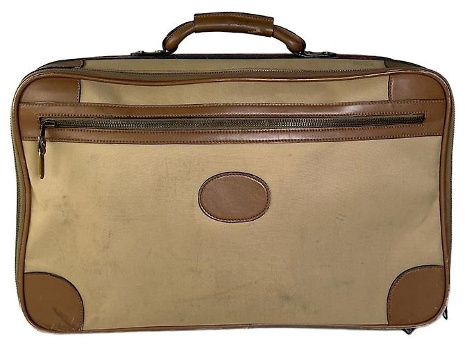 Vintage Gucci Canvas Reisetasche Beige Brown Gold