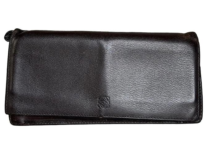 Vintage Loewe Leather Long Wallet Black