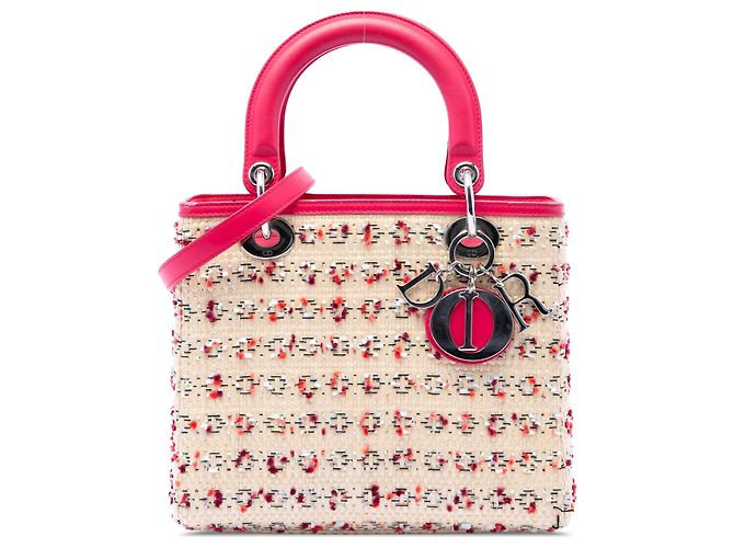 Bolsa Lady Dior Medium em ráfia tecida Bege