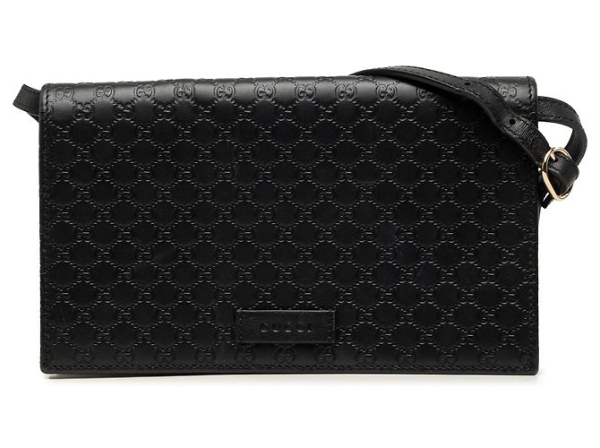Borsa a tracolla Gucci Microguccissima Wallet on Strap Nera Nero