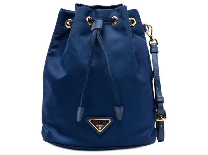 Pouch con coulisse Prada Re-Nylon blu