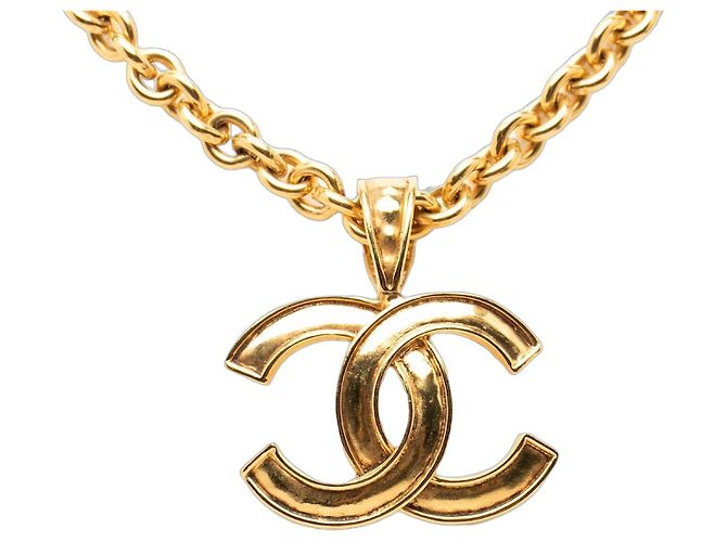 Collana con pendente Chanel CC placcata oro D'oro