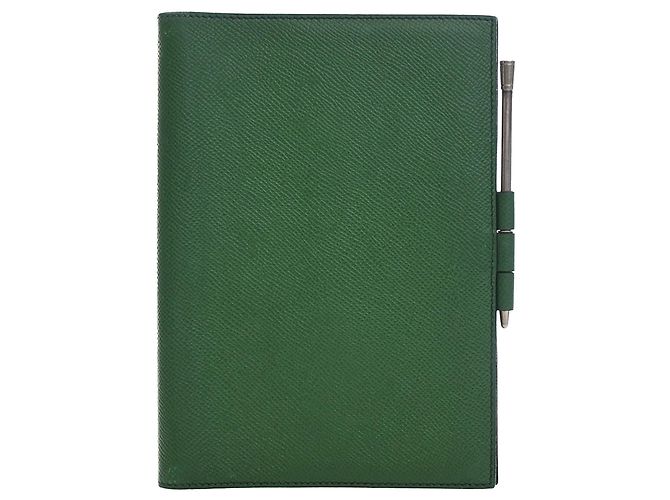 Capa de Agenda Hermès Vision em couro Epsom verde