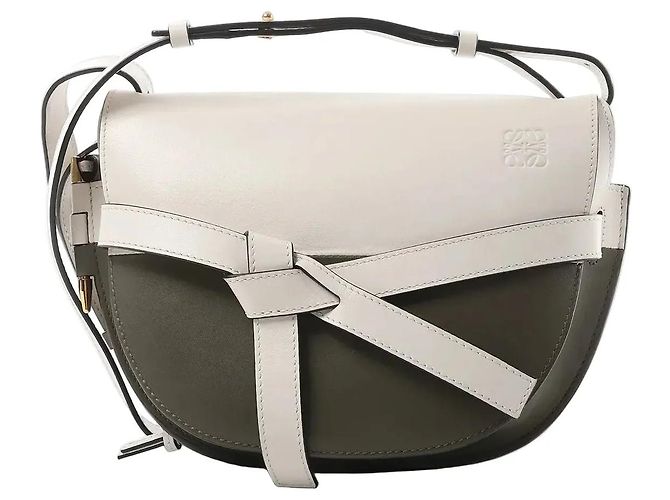 Bolsa Tiracolo LOEWE Gate Small em White x Green Branco
