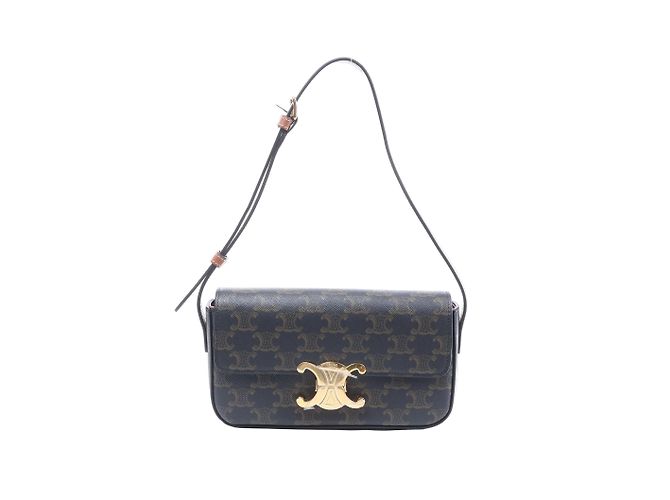 Céline Bolsa de ombro Celine Triomphe Claude em PVC e couro, marrom