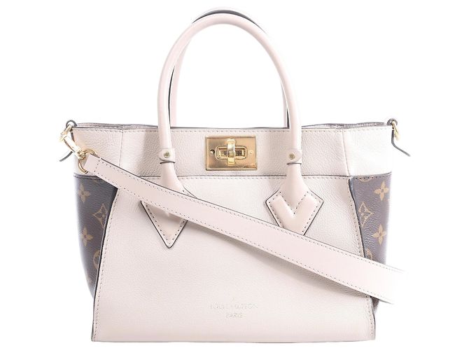 Louis Vuitton On My Side PM Monogram x Leather in Beige×Brown M57729 Bege
