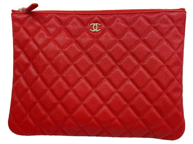 Borsa a Pochette Chanel Matelassé Rosso