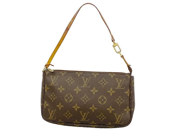 Louis Vuitton Monogram Pochette Accessoires Pouch Castaño