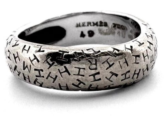 Ring Hermès Anillo Banda Toubou Hermes K18WG Plata