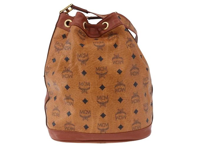 MCM Drawstring Leather Marron