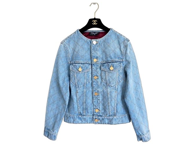 Chanel Denimjacke mit Monogramm Blau