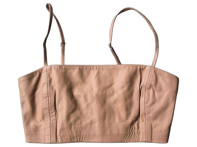 IRO Davina Beige Leather Bustier Top