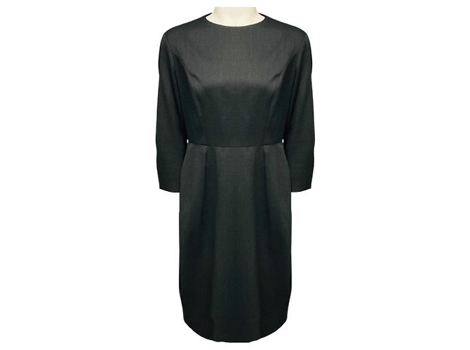 Yves Saint Laurent Midi-Kleid aus Wolle in Anthrazitgrau