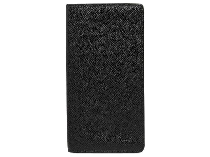 Louis Vuitton Taiga Brazza Geldbörse Lang Schwarz