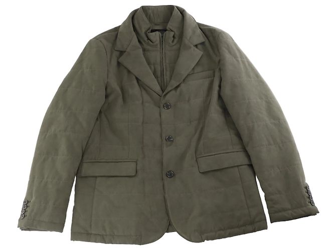 Corneliani gesteppter Blazer mit abnehmbarer Innenweste in Khaki, Größe 50 IT Braun