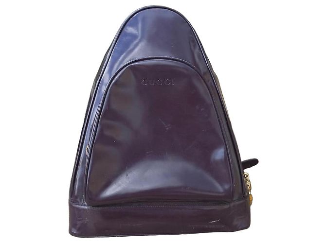 Mochila Gucci Vintage Bamboo em couro Roxo
