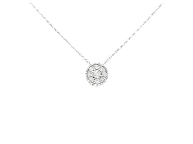 Autre Marque Collar de diamantes K10WG Plata