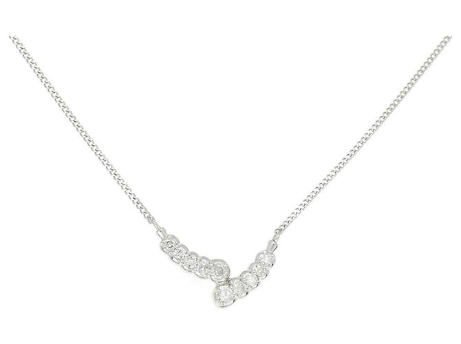Autre Marque Diamantenhalskette Pt900 Pt850 Silber