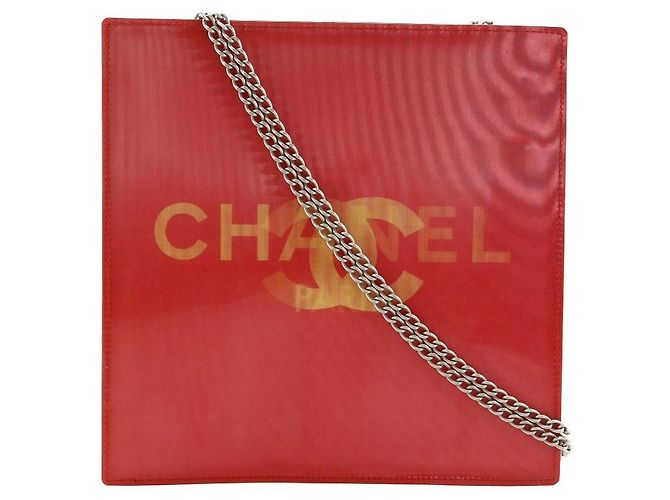 Borsa a tracolla Chanel Hologram Chain Borsa a tracolla in vinile Rosso