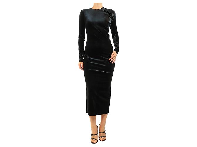 Totême Schwarzes Samtkleid mit langen Ärmeln - Größe S