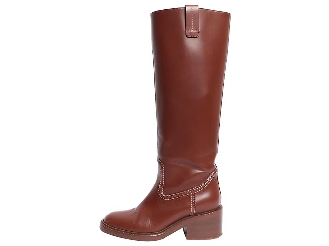 Chloé Chestnut Mallo leather knee-high boots - size EU 38 Brown