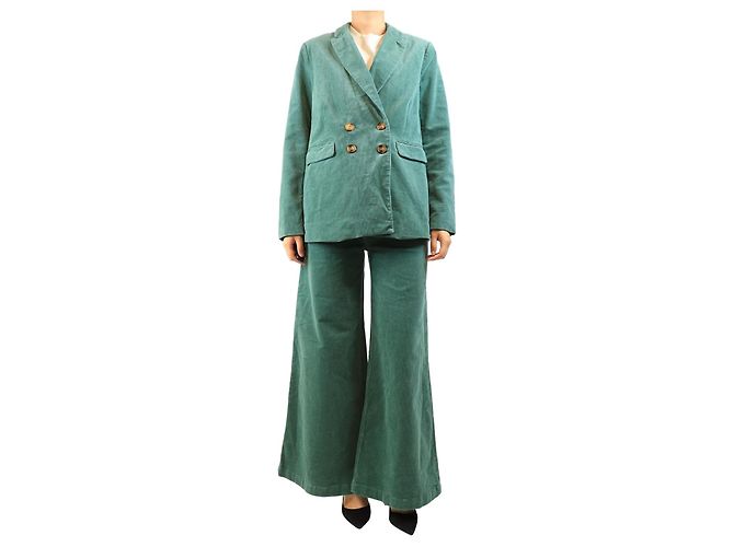 Autre Marque Set giacca e pantaloni in velluto a coste verde - size UK 10