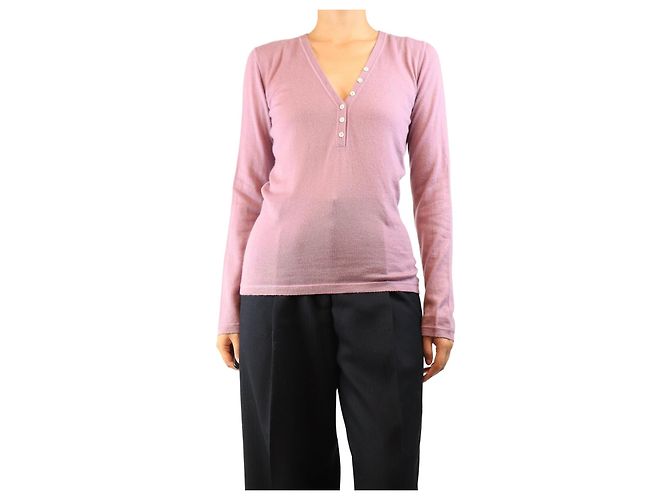 Loro Piana Lila Kaschmir-Oberteil mit langen Ärmeln - size UK 14