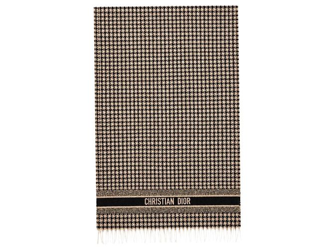 Dior Sciarpa pied-de-poule nera e beige