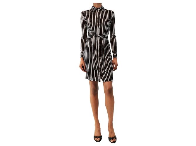 Diane Von Furstenberg Vestido mini a rayas negro - size UK 4