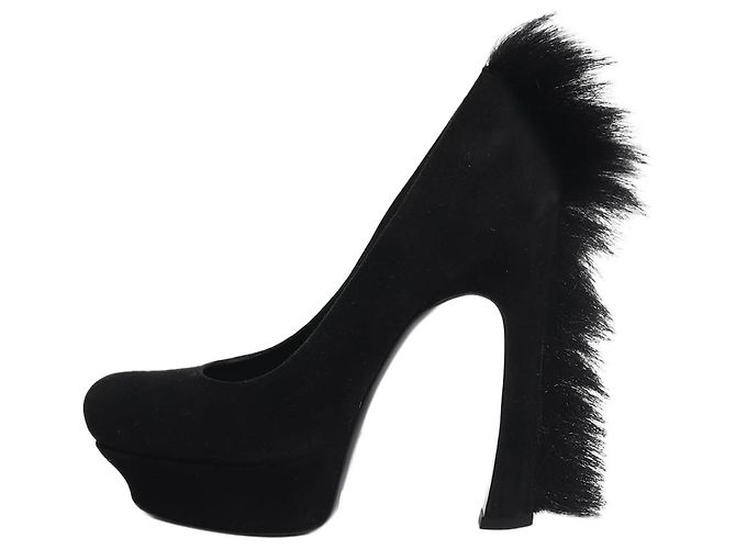 Saint Laurent Talons compensés en daim noir - taille EU 38 (UK 5)