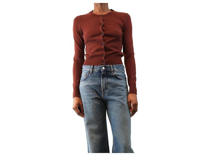 Paige Jeans Pullover mit Puffärmeln in Dunkelbraun - size XS
