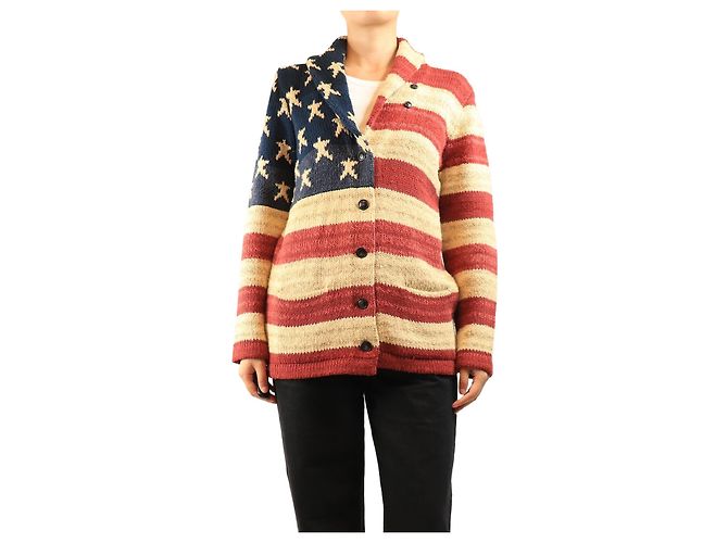 Ralph Lauren Mehrfarbiger Strickcardigan aus schwerem Material - Größe XL Mehrfarben