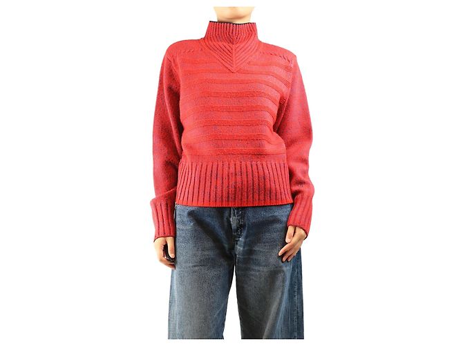 Victoria Beckham Rollkragenpullover in Rot und Blau - size L
