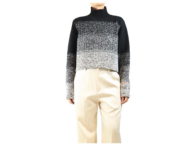 Victoria Beckham Schwarz-weißer Wollpullover - Größe XL